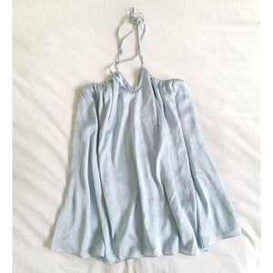 Lovers + Friends Mini Dress Womens Small Blue‎ Off The Shoulder V-Neck Spaghetti